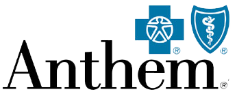 Anthem logo with Blue Cross Blue Shield shield icons, representing a national network offering dental, health, and vision coverage plans.