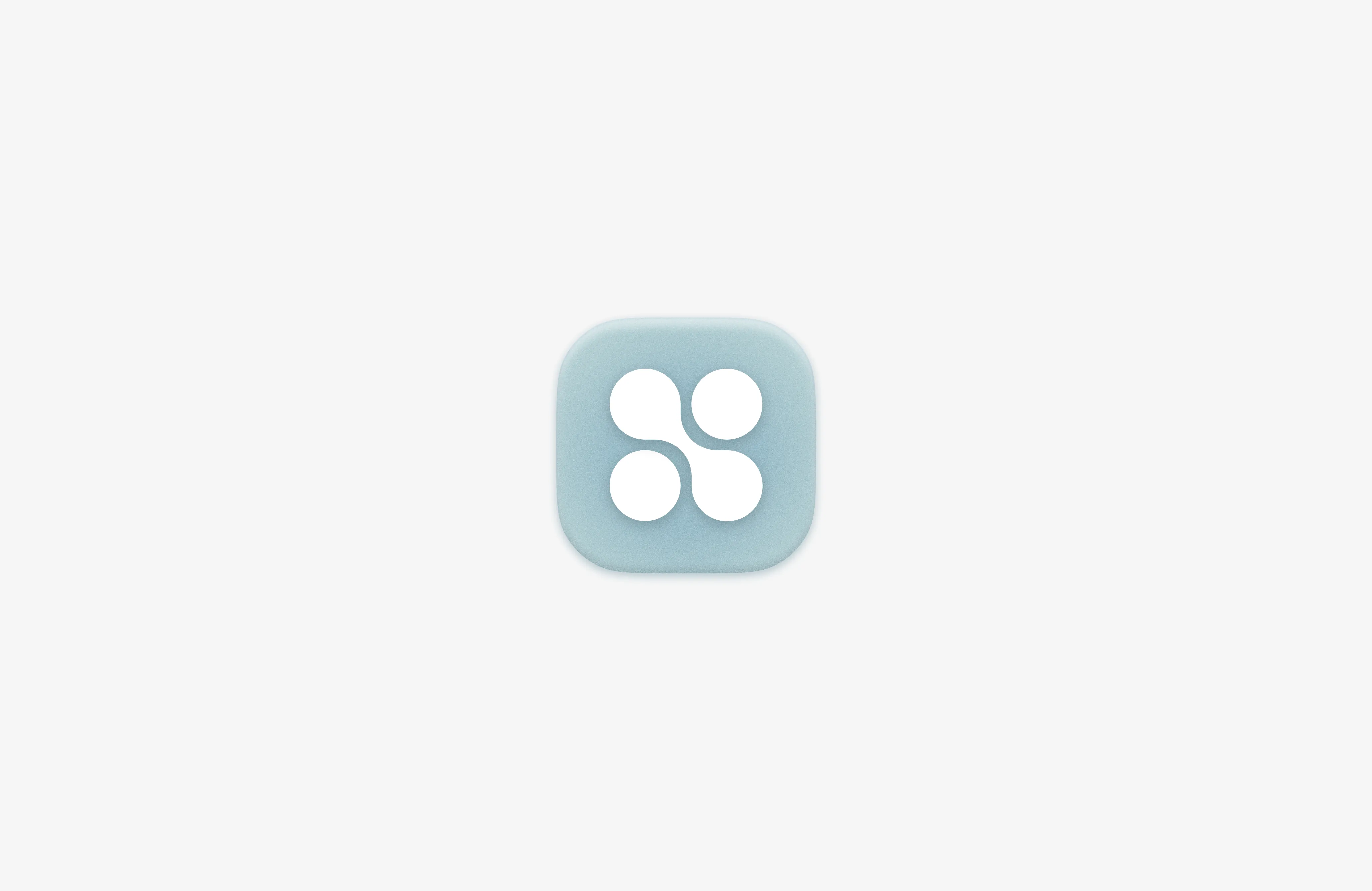 Blue square icon with rounded corners containing four white connected circles in a symmetrical pattern.