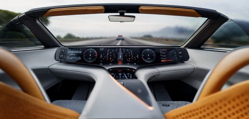 Interieur eines autonomen Fahrzeugs ohne Lenkrad