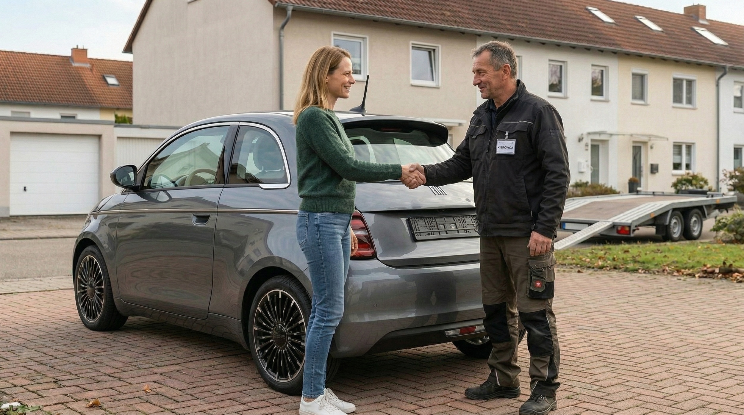 erfolgreich abgemeldetes E-Auto wird abgeholt