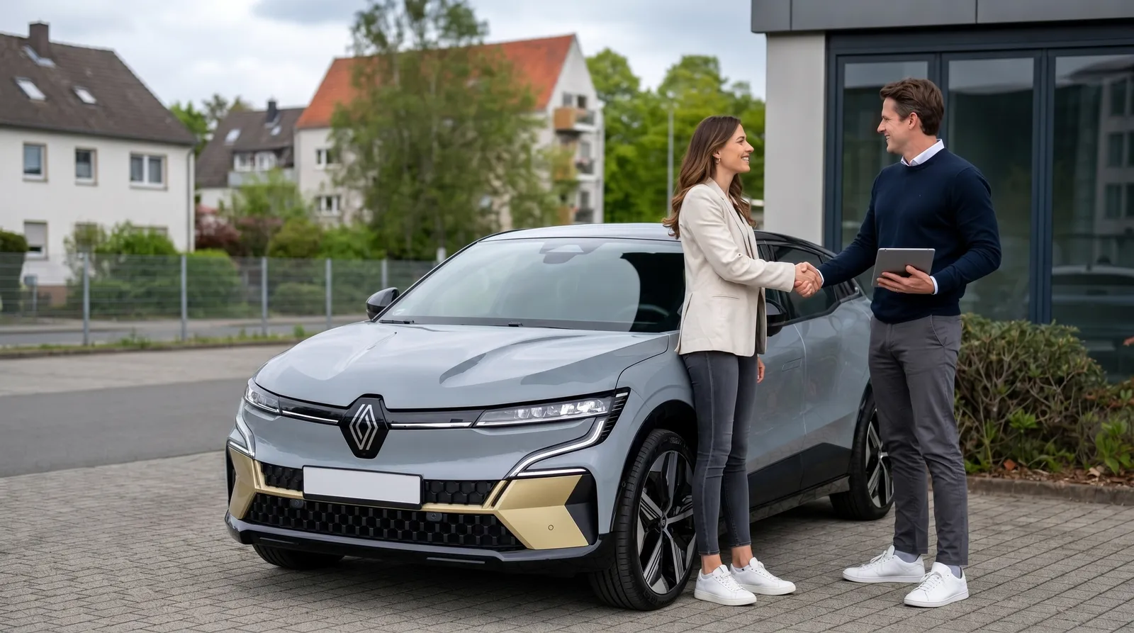 Übergabe eines Renault Mégane E-Tech Electric an einen professionellen Käufer.