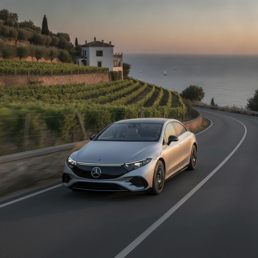 Mercedes-Benz EQE in Fahrt, jetzt Top-Preis erzielen bei Aampere