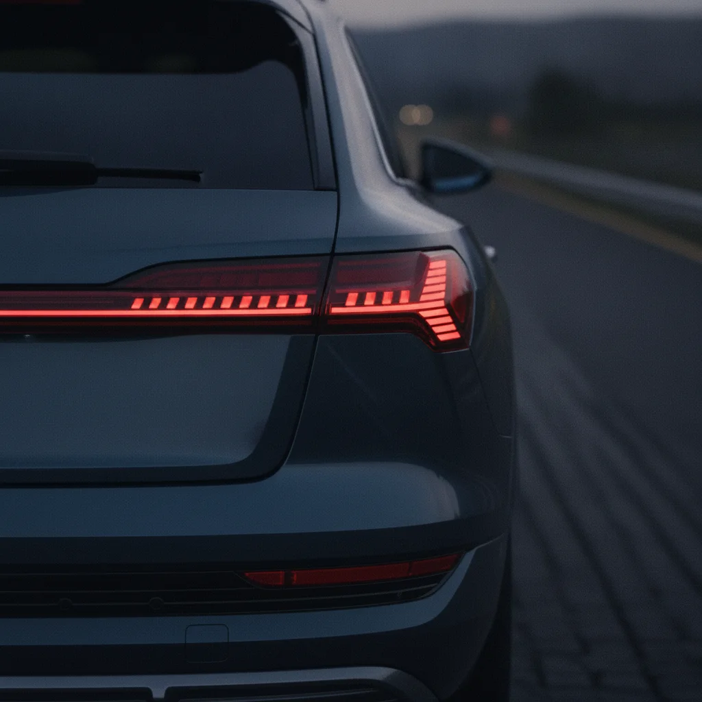 Heck-Detail eines Audi Q8 e-tron mit Rückleuchte