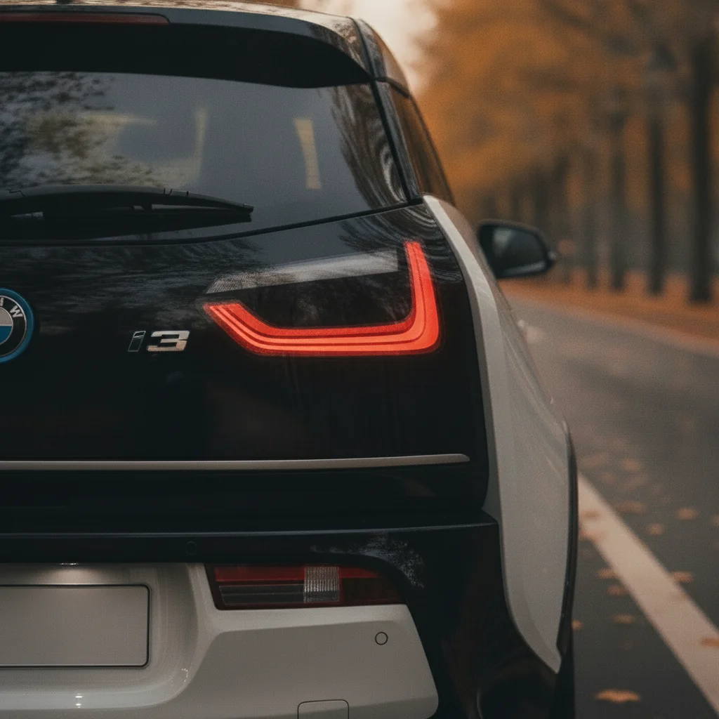 Heck-Detail eines BMW i3 mit Rückleuchte und i3-Schriftzug