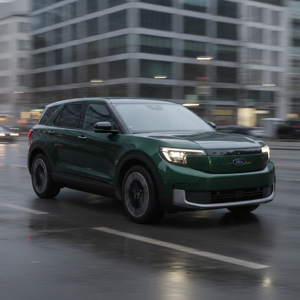 Ford Explorer in Fahrt in der Stadt bei Dämmerung, jetzt verkaufen bei Aampere