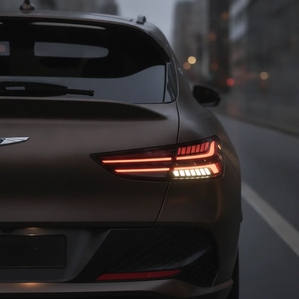 Heckdetail Genesis GV60, Rücklicht-Nahaufnahme