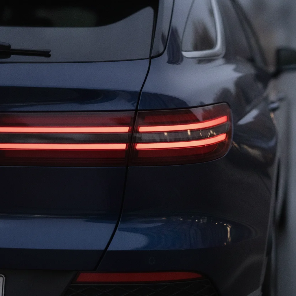 Heckdetail Genesis Electrified GV70, Rücklicht-Nahaufnahme