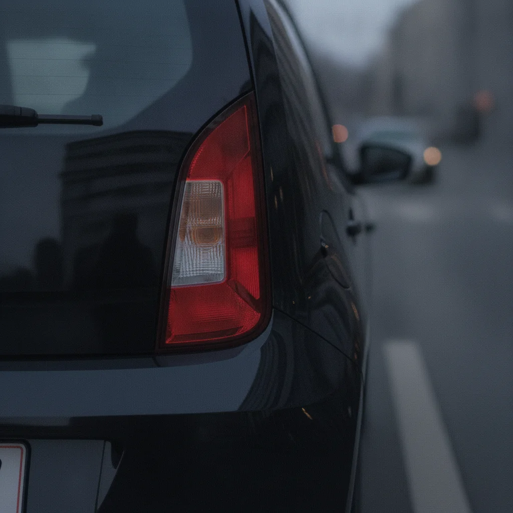 Skoda Citigo-e iV Heckdetail in einer modernen Stadt bei Dämmerung, jetzt verkaufen bei Aampere