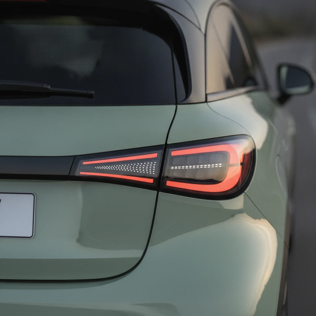Smart #3 Heckdetail in einer modernen Stadt bei Dämmerung, jetzt verkaufen bei Aampere