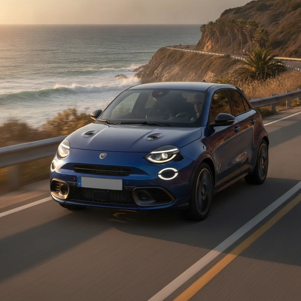 Abarth 600e in Fahrt, jetzt verkaufen bei Aampere