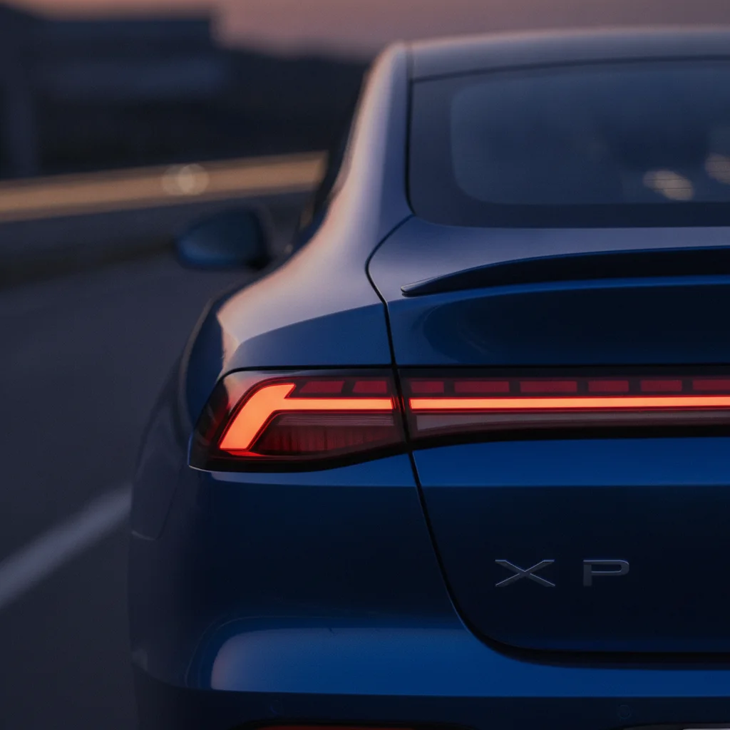 XPeng P7+ Heckansicht im Detail, jetzt verkaufen bei Aampere