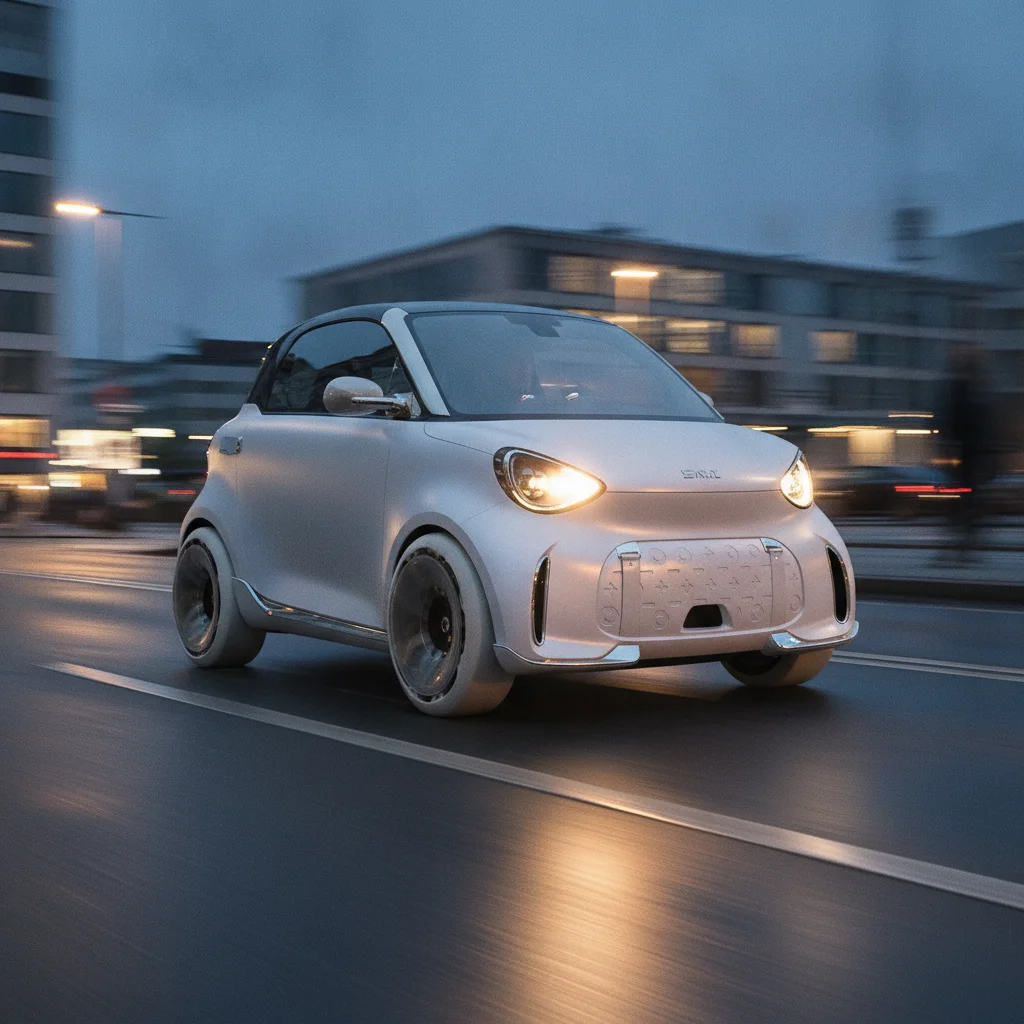 Smart #2 in der Stadt bei Nacht, jetzt verkaufen bei Aampere