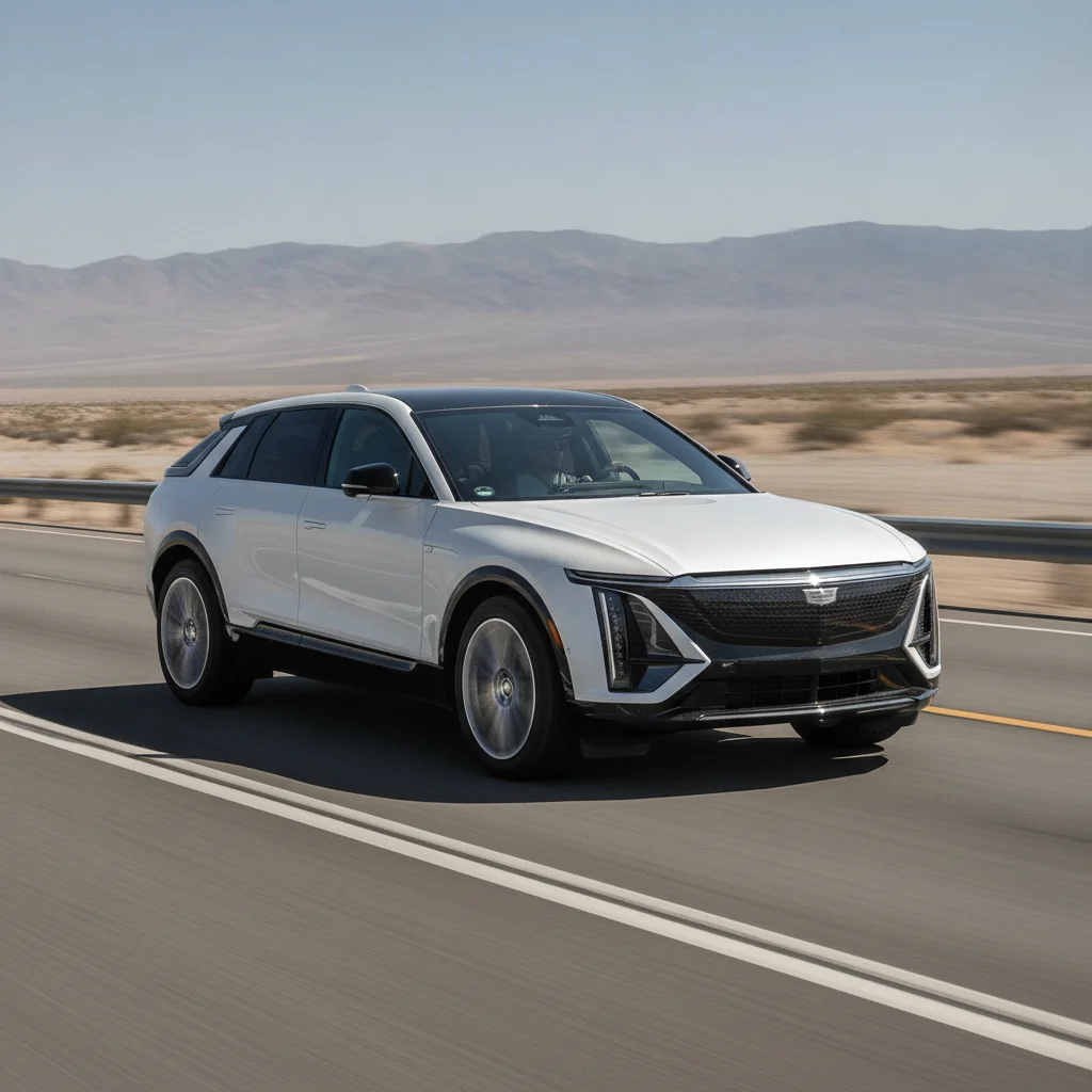 Cadillac Lyriq in Fahrt auf einem Highway, jetzt verkaufen bei Aampere