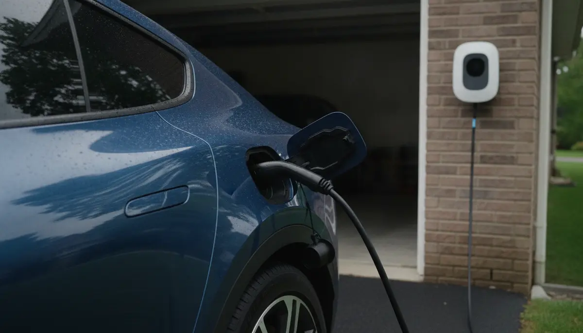Elektroauto lädt an der Wallbox – der Ladezustand sagt nichts über den SoH-Wert der Batterie aus