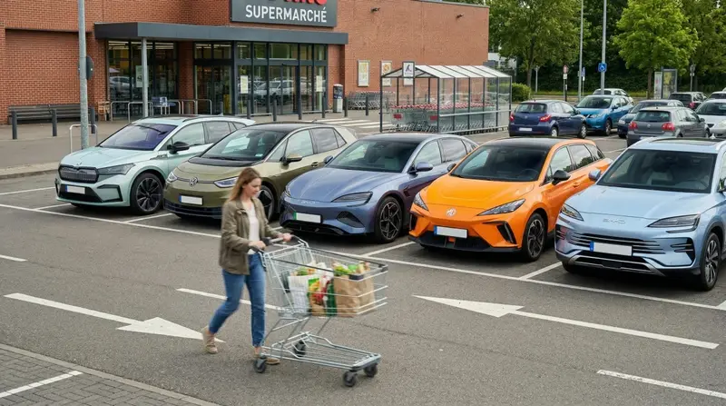 E-Autos auf Supermarktparkplatz