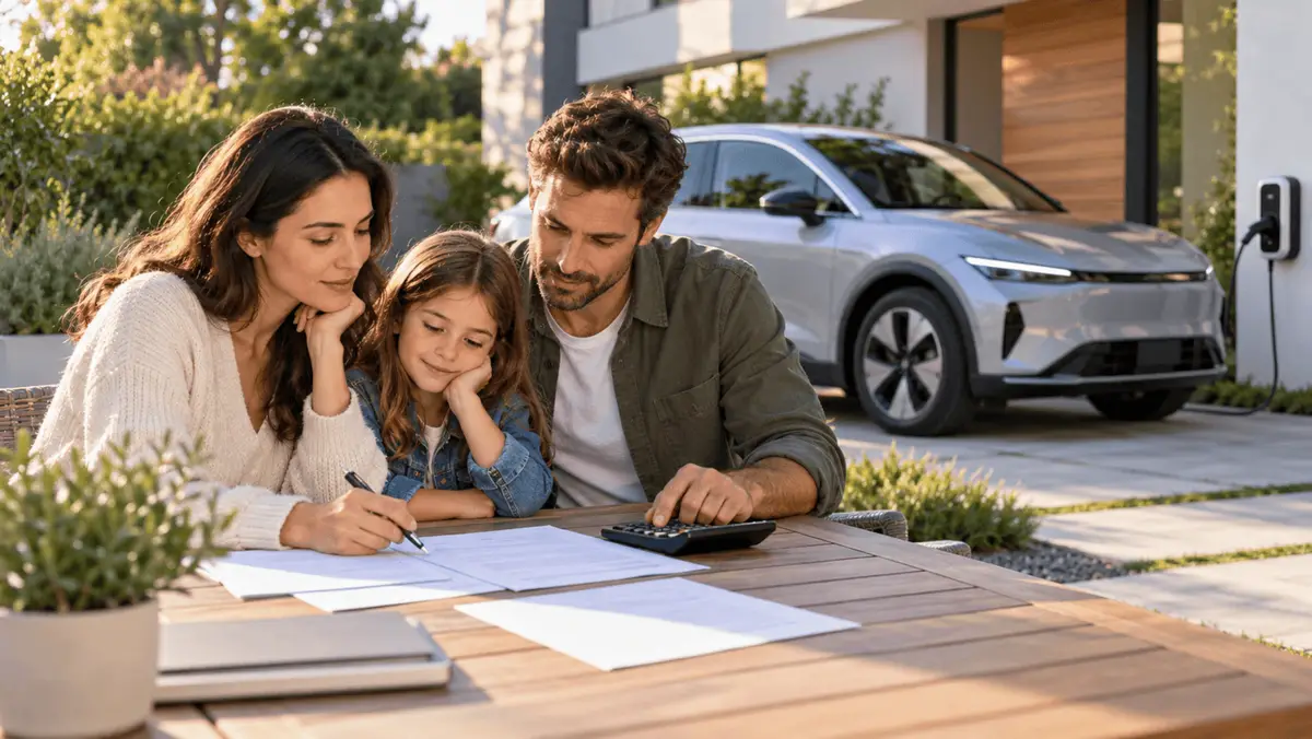 Eine Familie mit zwei Kindern kann bis zu 6.000 Euro E-Auto-Förderung erhalten. Bild KI-generiert