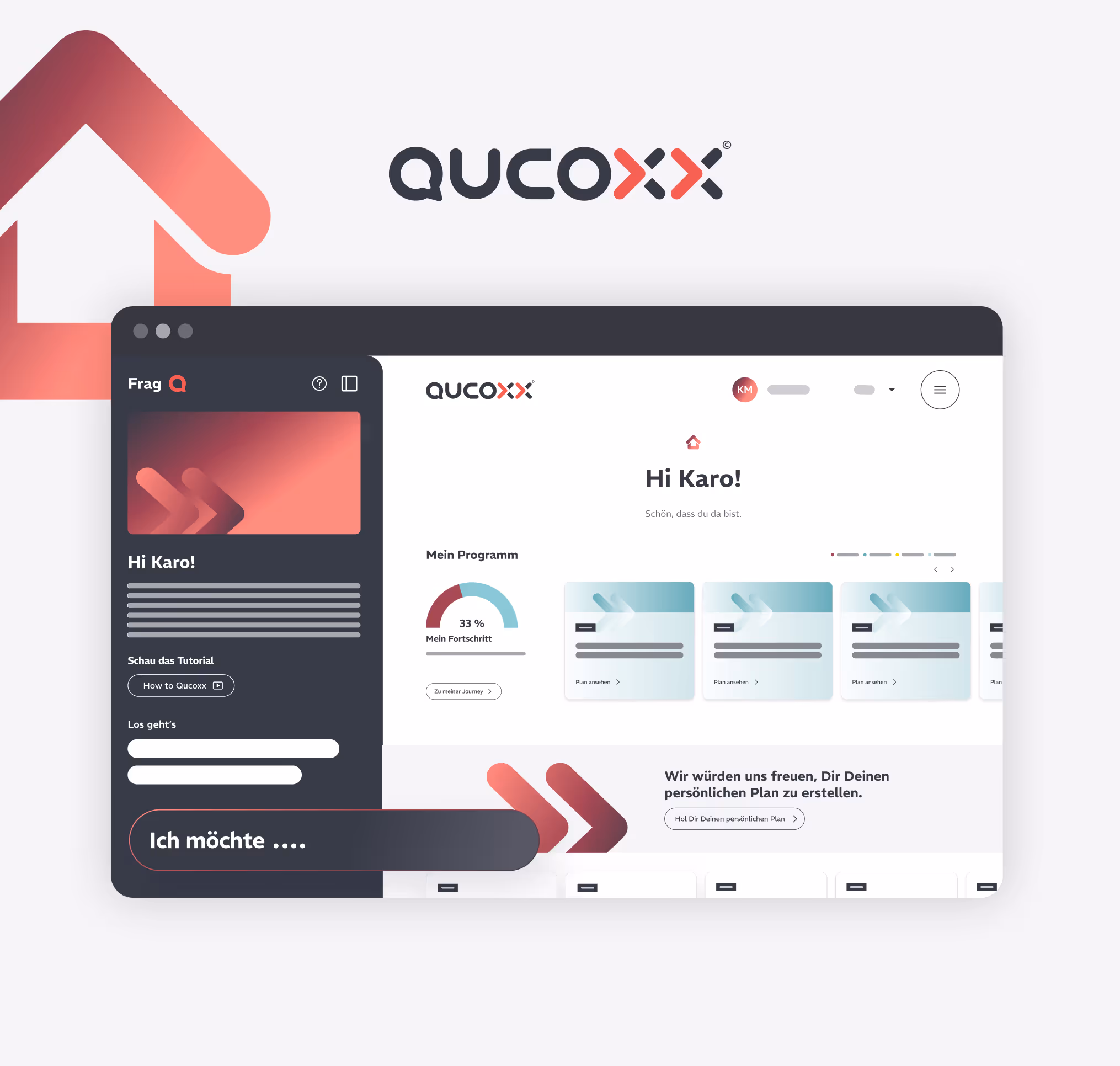 Personalisiertes Dashboard des digitalen Unternehmensberaters QUCOXX 