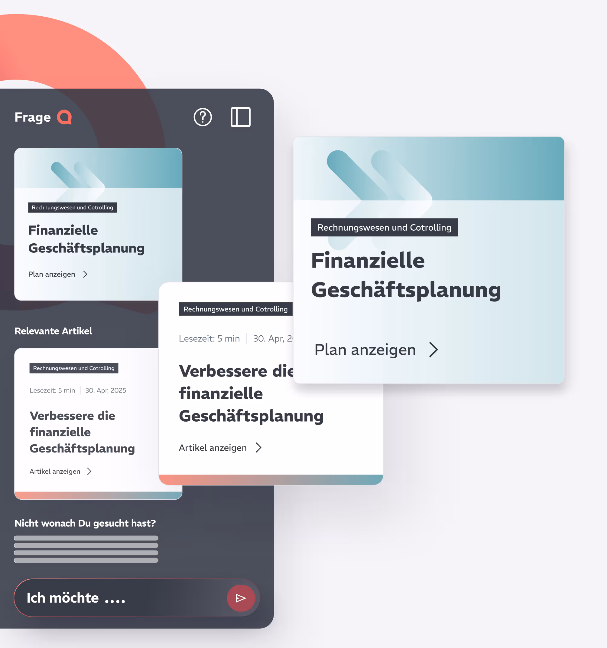 Companion Q schlägt individuell zugeschnittene Artikel und Pläne zur finanziellen Geschäftsplanung vor