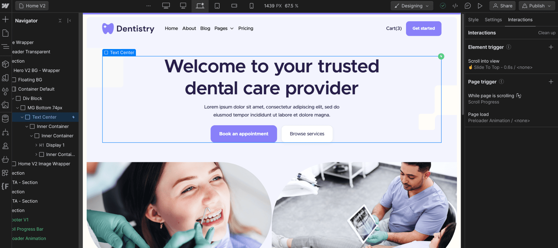 Animations - Dentistry X Webflow Template