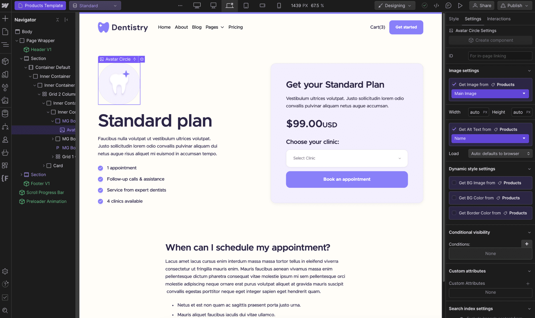 Ecommerce Page - Dentistry X Webflow Template