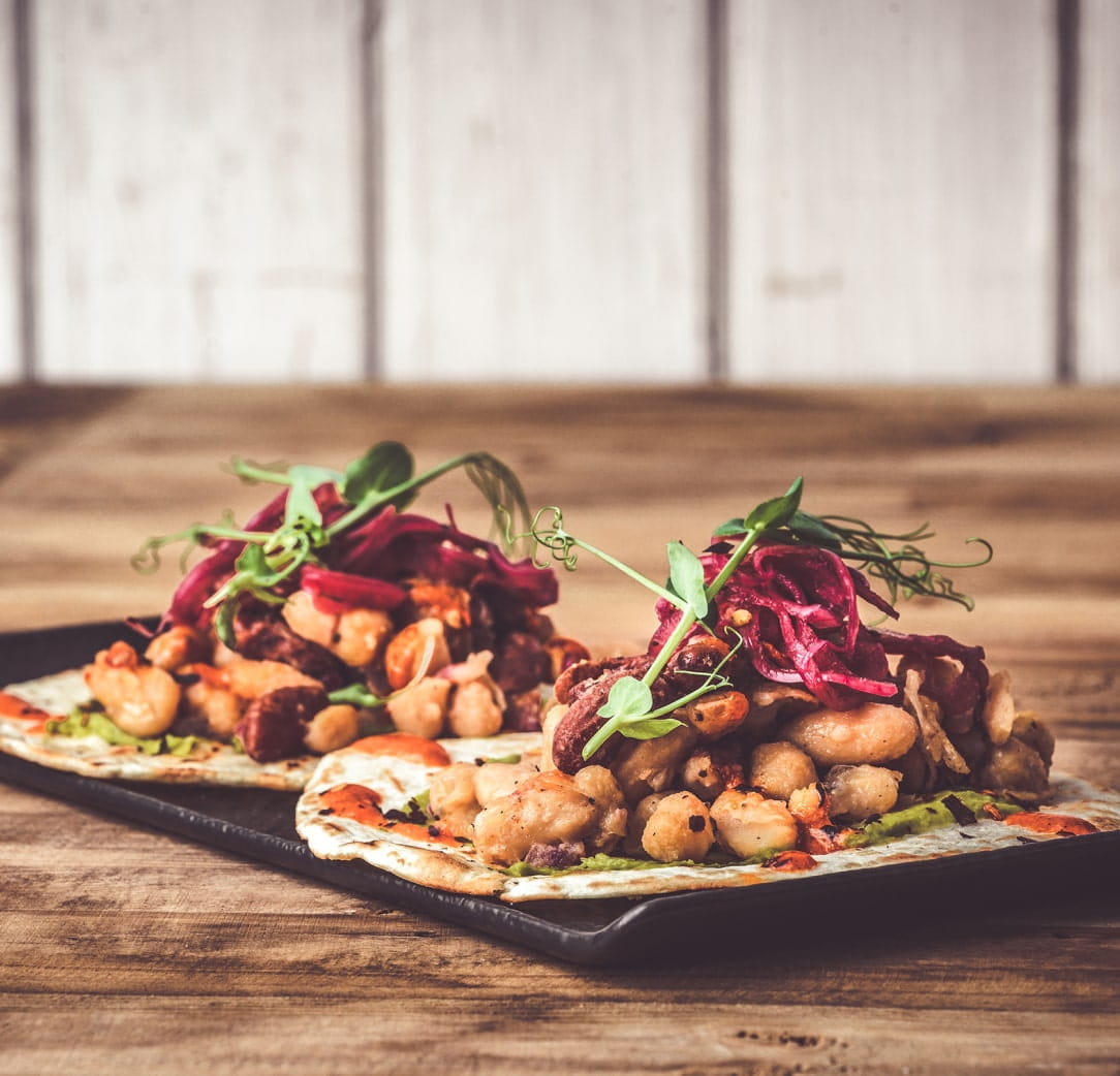 vegan meal plated on table