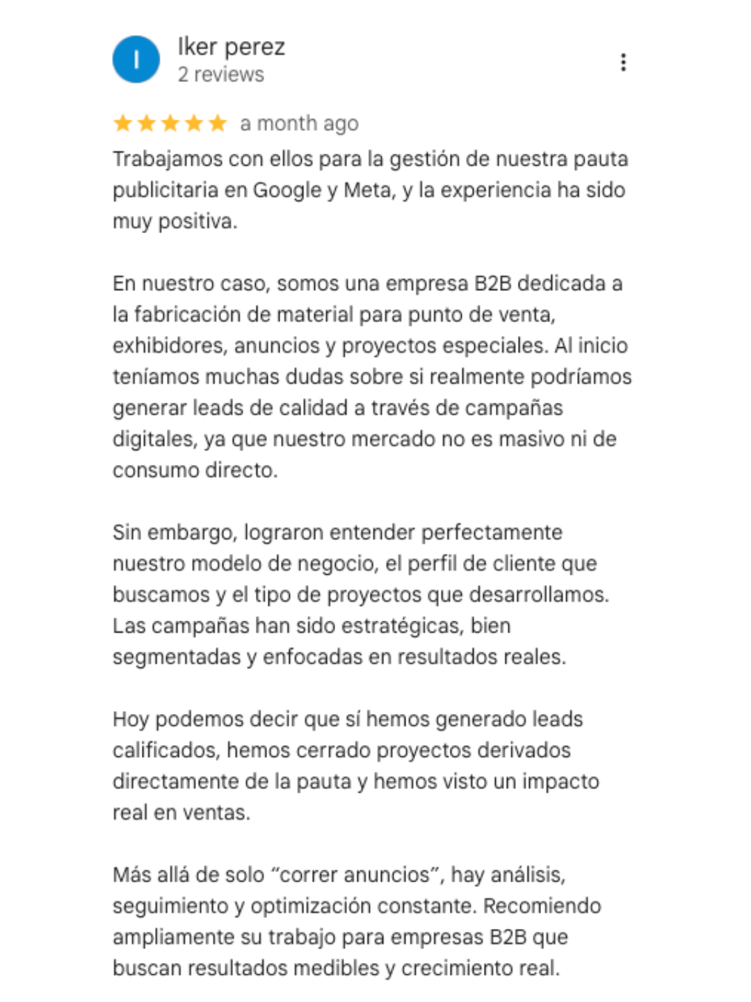 Reseña de cliente