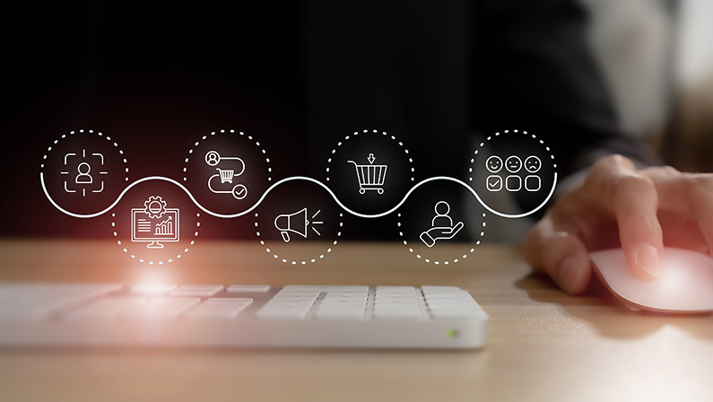 Data driven customer insights, data analysis concept. Using collected customer data to gain valuable information about behaviors, preferences and needs for decision making and marketing strategies. 