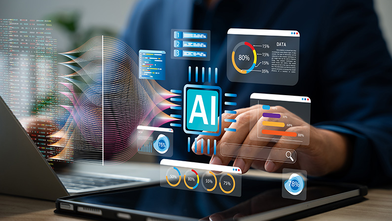 Big data and AI technology, Business intelligence and AI data science, Automating data processing, Machine learning and business intelligence, AI driven data processing, KPI performance monitoring.