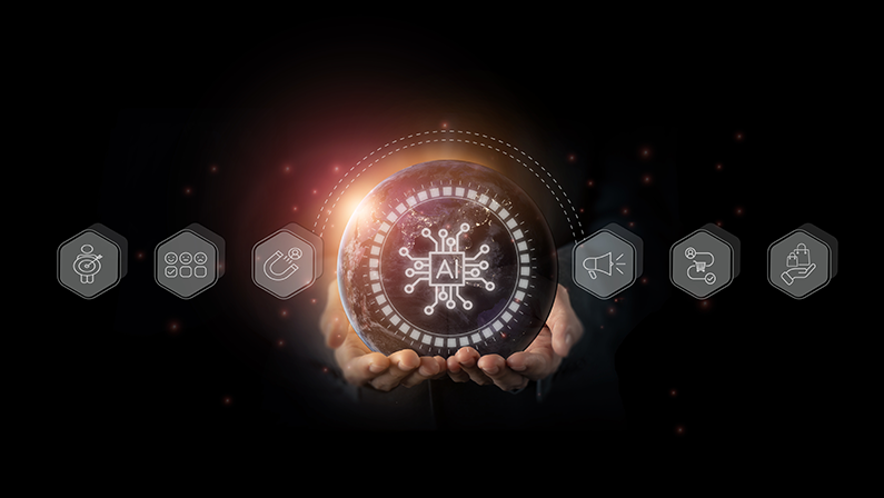 AI, or artificial intelligence for customer service. Using AI advanced technology improving efficiency and enhancing the overall customer experience. Providing valuable insights and predictions.