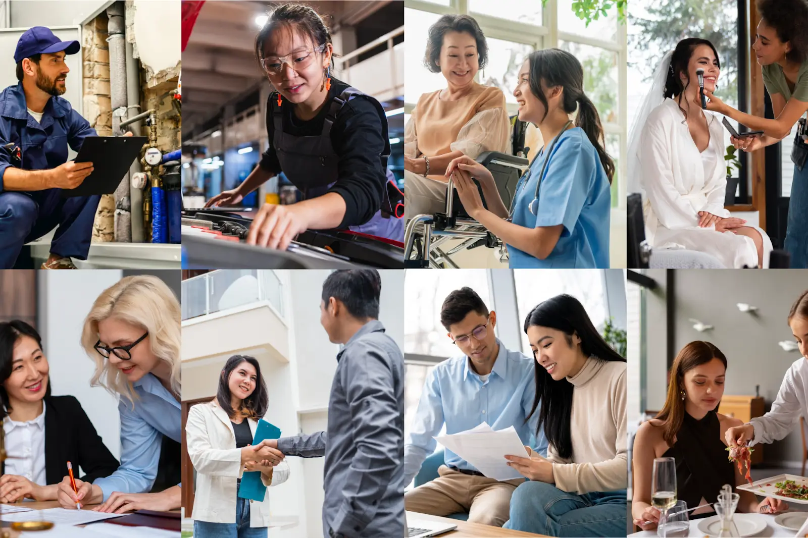 collage of small business owners in the services industry