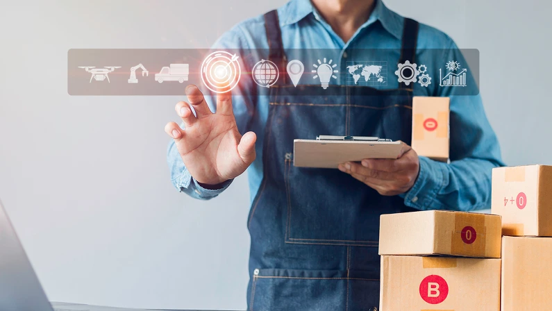 Start-up small business owner, technology transportation logistic business development plan Path to success with gears from starting with vision and idea online selling freelance e-commerce concepts