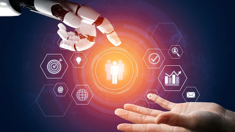 AI coordinating business teamwork, analyzing team communication, enhancing productivity, and aligning digital performance goals through structured collaboration systems. Vouch