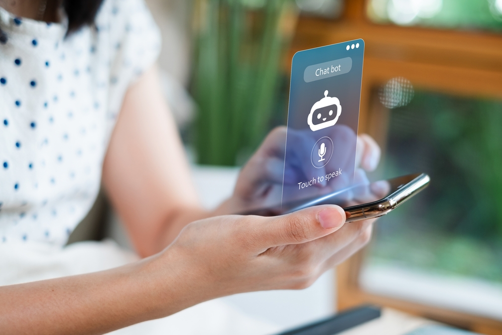 Ai voice control Chat bot conversation concept.