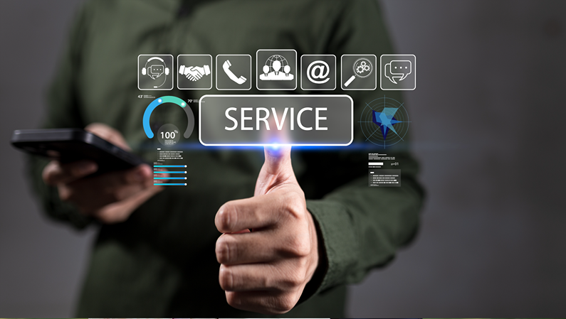 AI digital service delivers global client support, customer service communication, online assistance, executive contact, chat, electronic mail for fast office solution