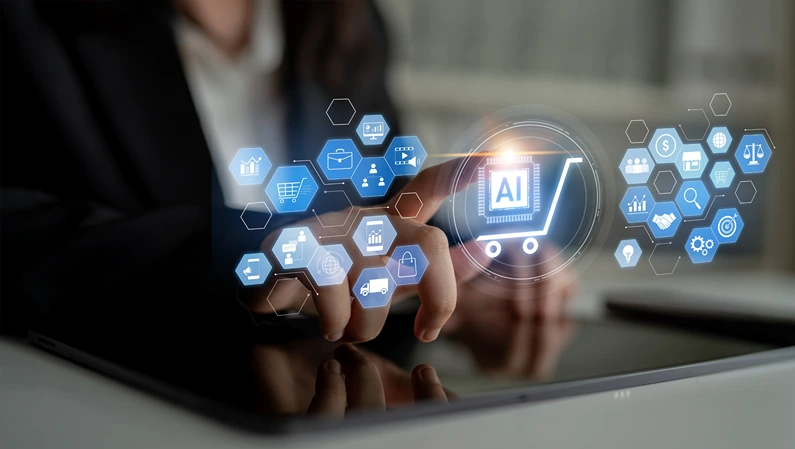 AI-powered e-commerce ecosystem connecting customer data, marketing, logistics, product management, and business intelligence to drive retail efficiency and digital growth Latch