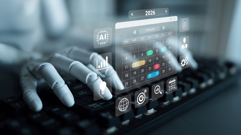 AI managing 2026 schedules and business calendars, automating event planning and optimizing productivity