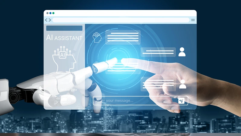 AI Virtual Assistant Artificial Intelligence Chatbot Controlled by Prompt Engineering for Explainable Generative AI information and LLM Deep Learning Technology for Smart Business Work Support. Vouch