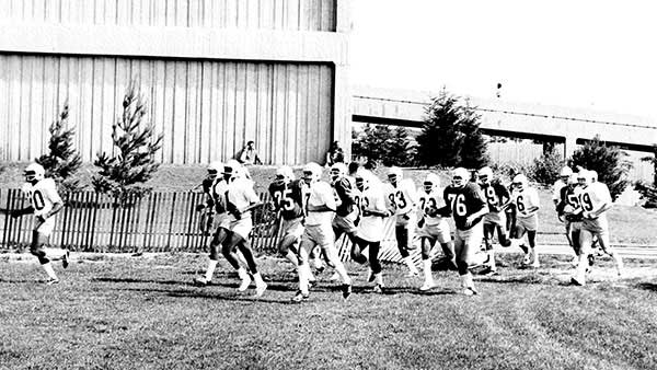 Photo of players practicing in training camp