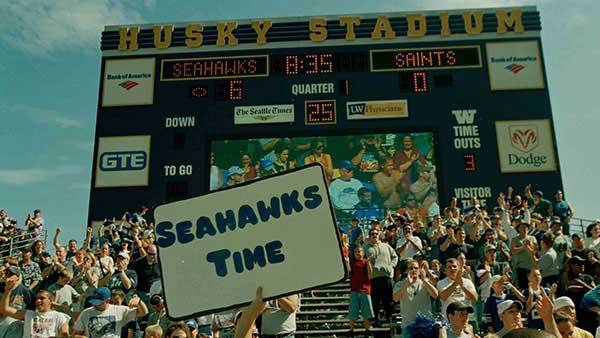 Picture of crowd of Seahawks fans as the team plays at Husky Stadium