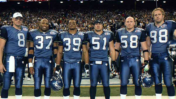 Group of Seahawks players at the SuperBowl