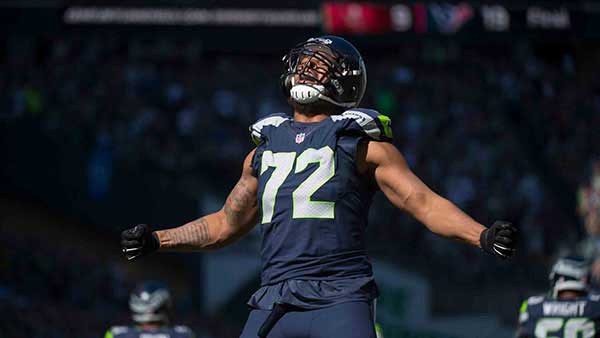 Michael Bennett getting hyped in uniform