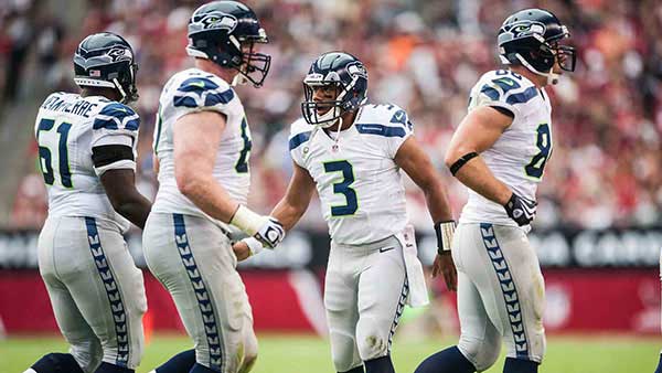 Group of Seahawks wearing away uniforms