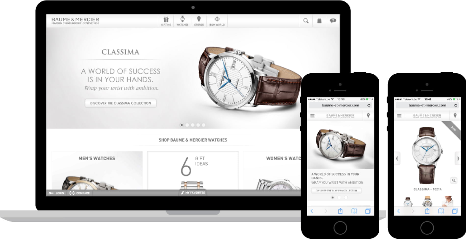 Screenshots of the designed website on a laptop and smartphone.