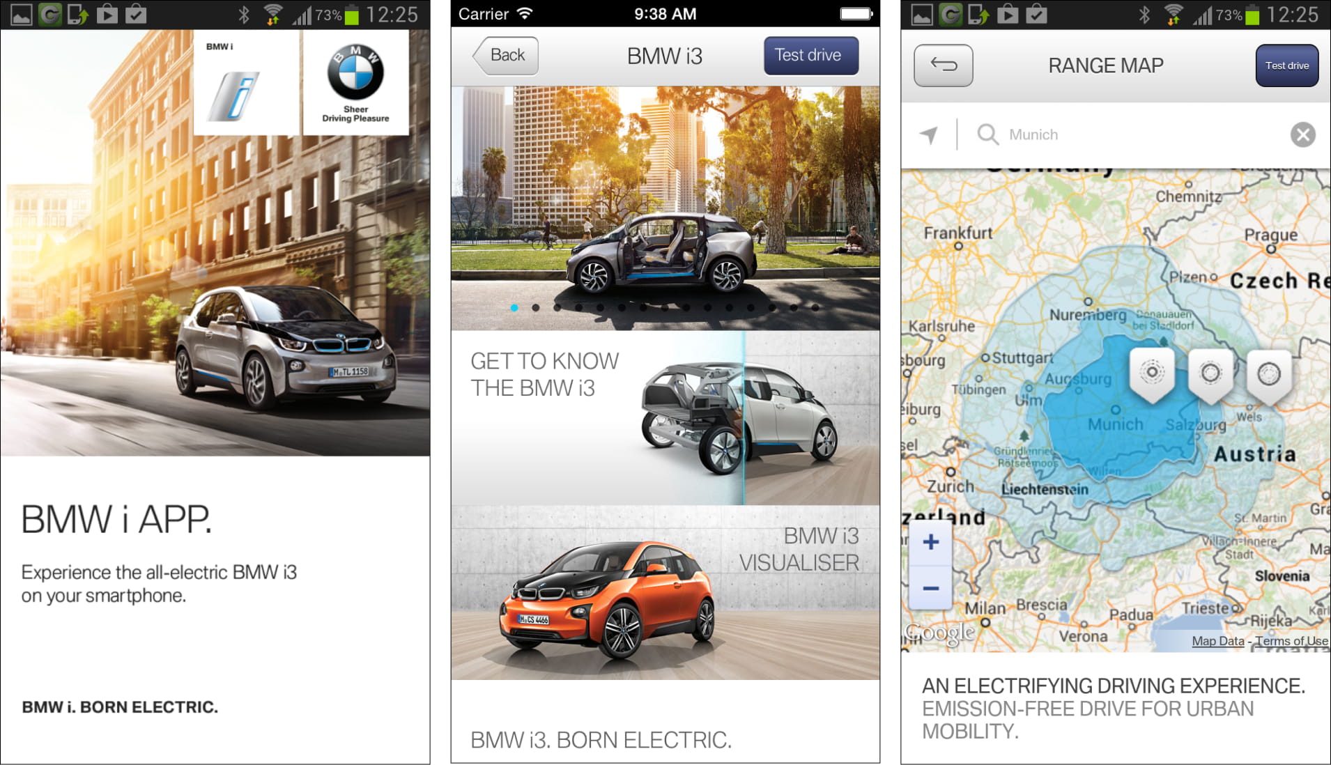 Screenshots of the finished mobile app.
