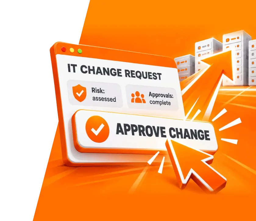 ChangeGear IT change request with risk assessed and approvals complete