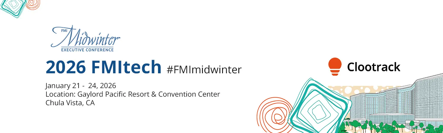 2026 FMItech Midwinter Executive Conference banner with event dates January 21-24 at Gaylord Pacific Resort and Convention Center, Chula Vista, CA, and Clootrack logo.