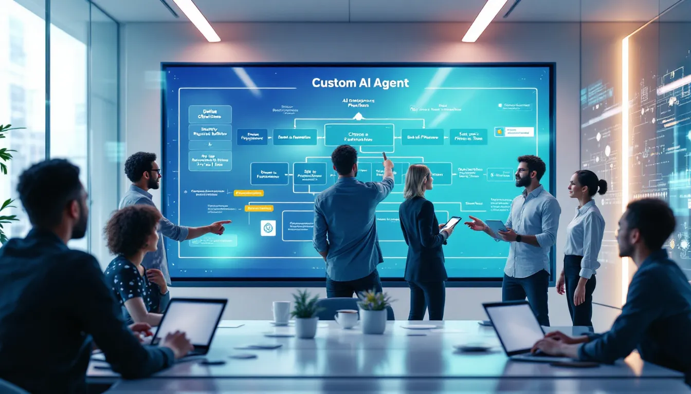 An image showing business teams working on key components of AI agents