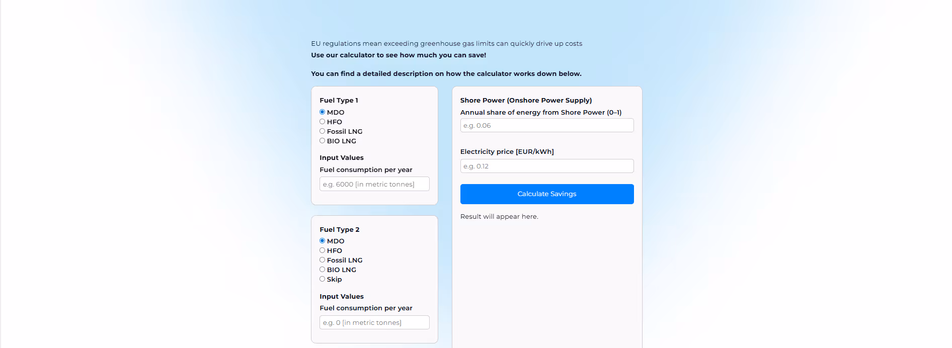 Shore Power ROI Calculator