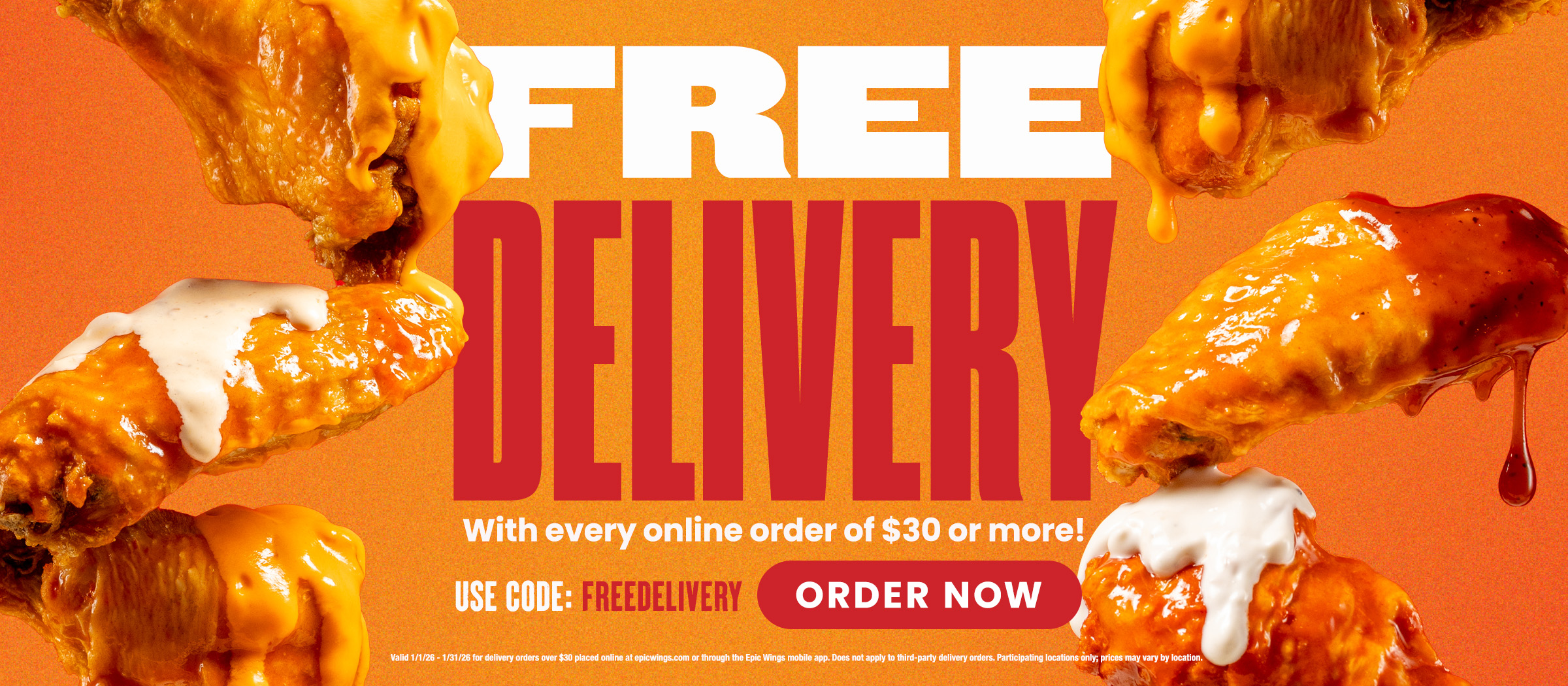 Free Delivery with every online order of $30 or more!