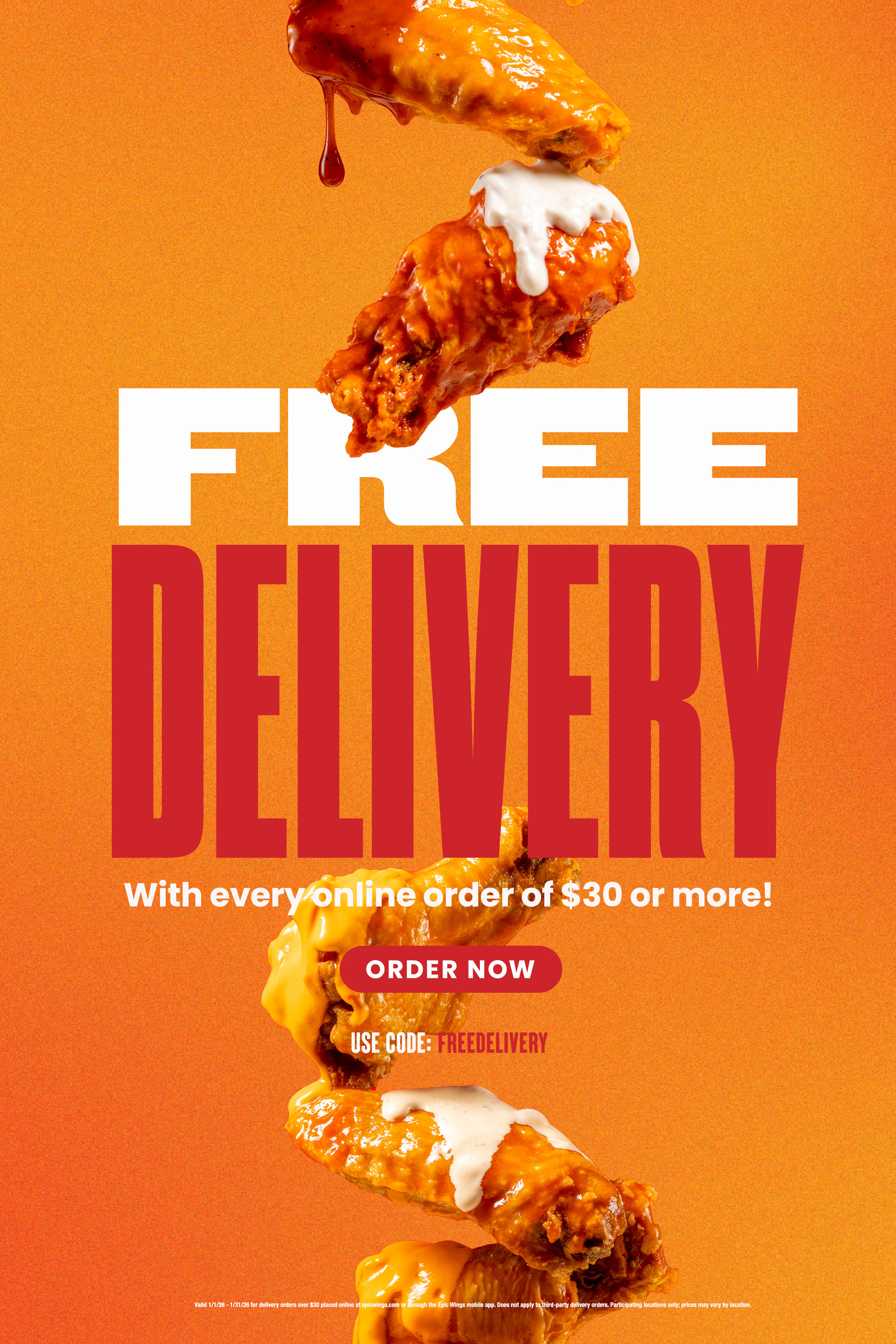 Free Delivery with every online order of $30 or more!